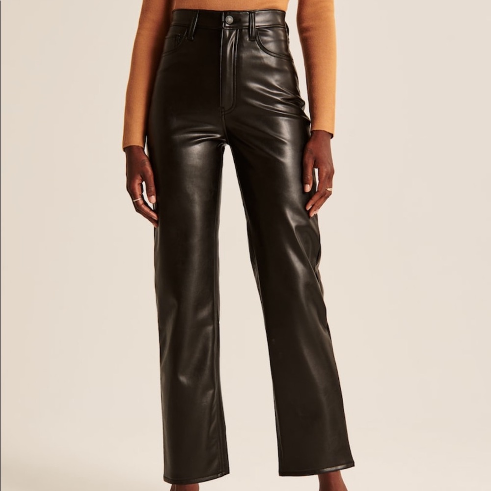 Abercrombie ankle straight ultra high rise leather